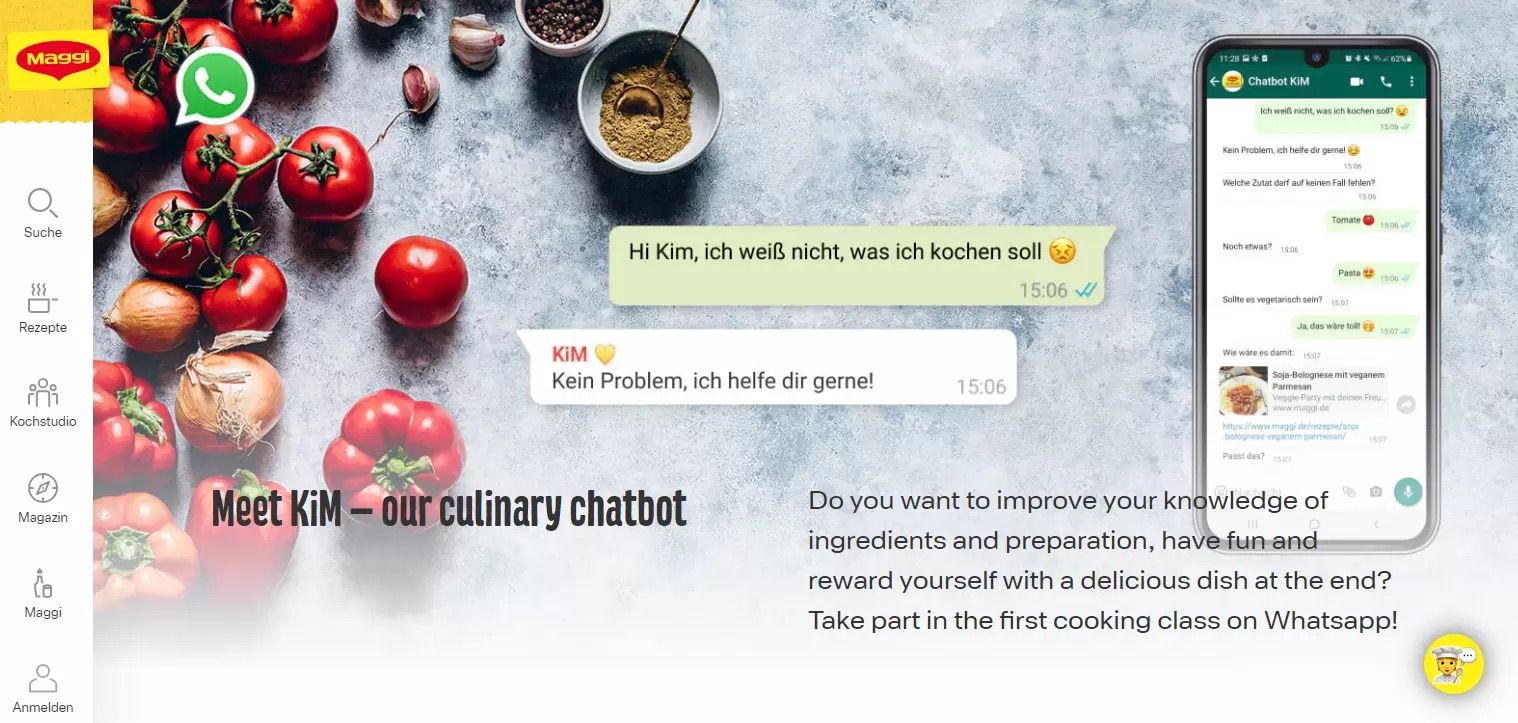 MaggiのKiMはWhatsAppで利用できる料理チャットボット