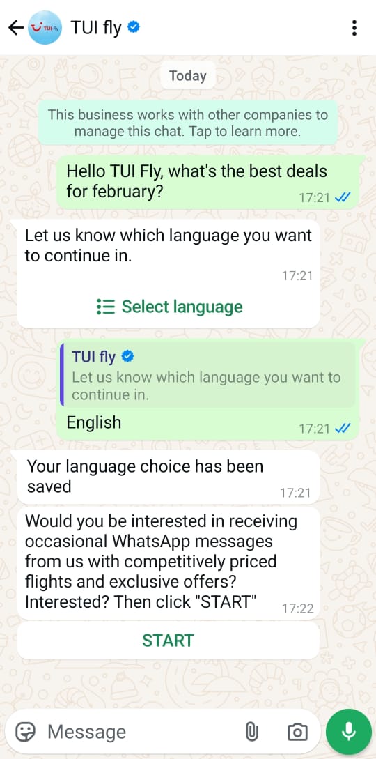 TUI 推出了 WhatsApp 行銷活動以告知顧客優惠資訊
