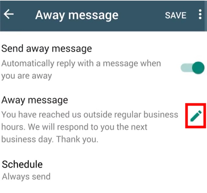 whatsapp timing message
