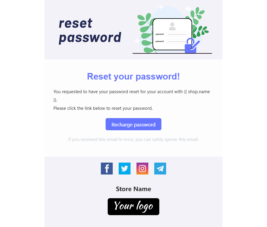 パスワードリセットメールテンプレート