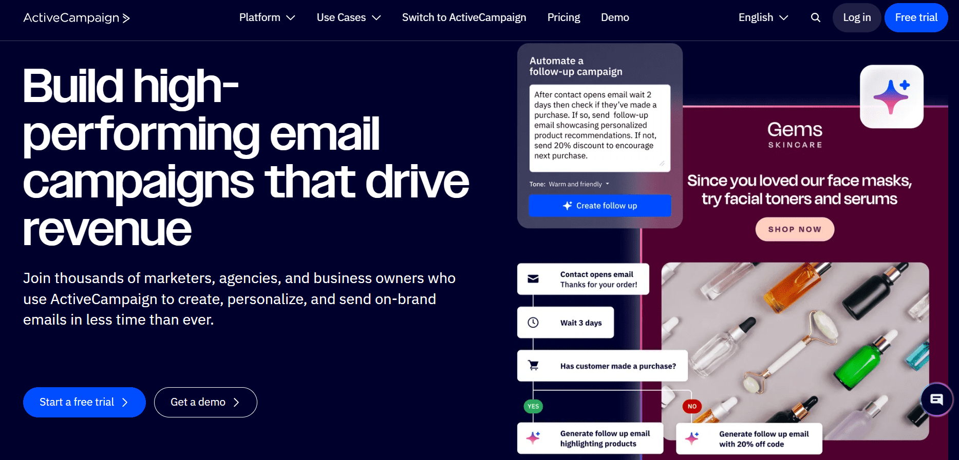 ActiveCampaign platform overview — email automation and CRM dashboard