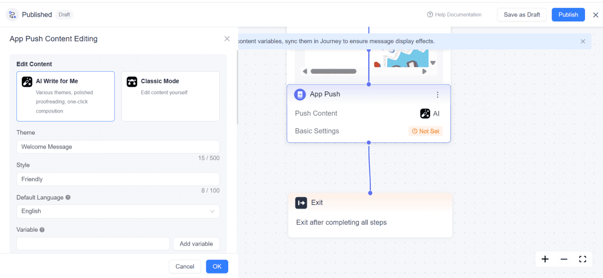 app push notification component