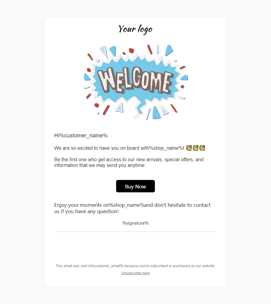 Welcome Email Template
