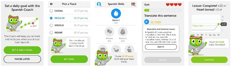 Duolingo onboarding steps