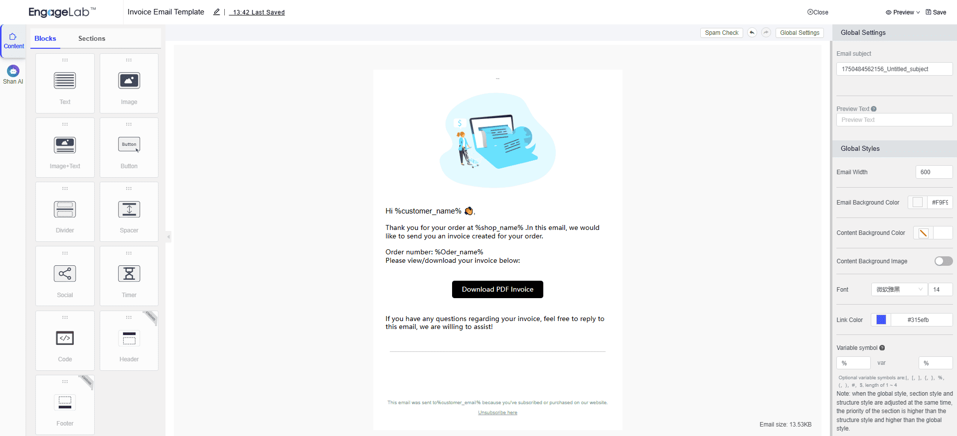 Choose & Advanced Invoice Email Template Customization