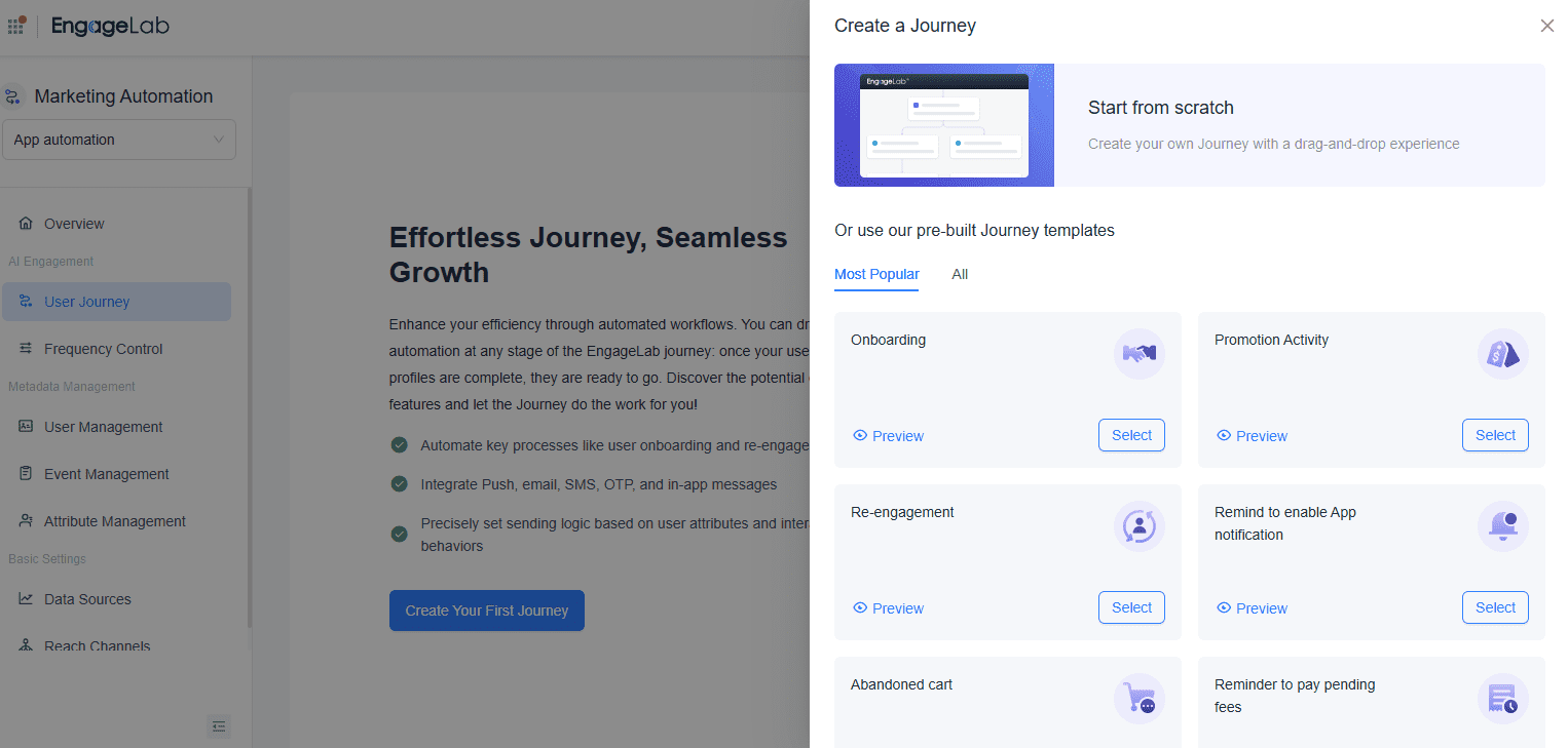 engagelab marketing automation workflow template