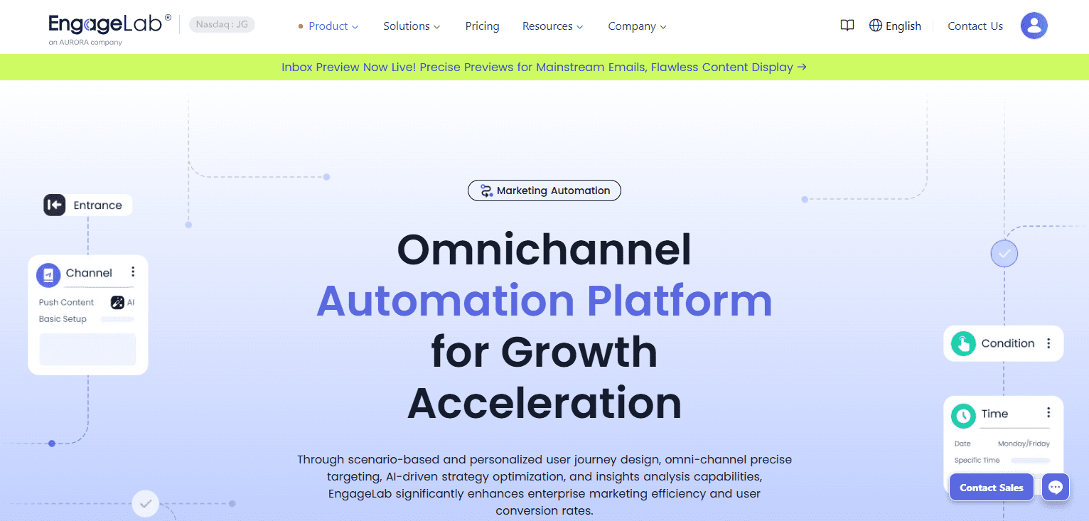 Marketing automation workflow builder for multi-channel engagement