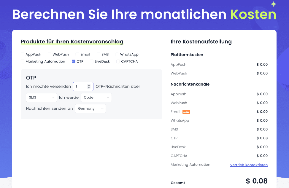 otp online an mobilnummer senden