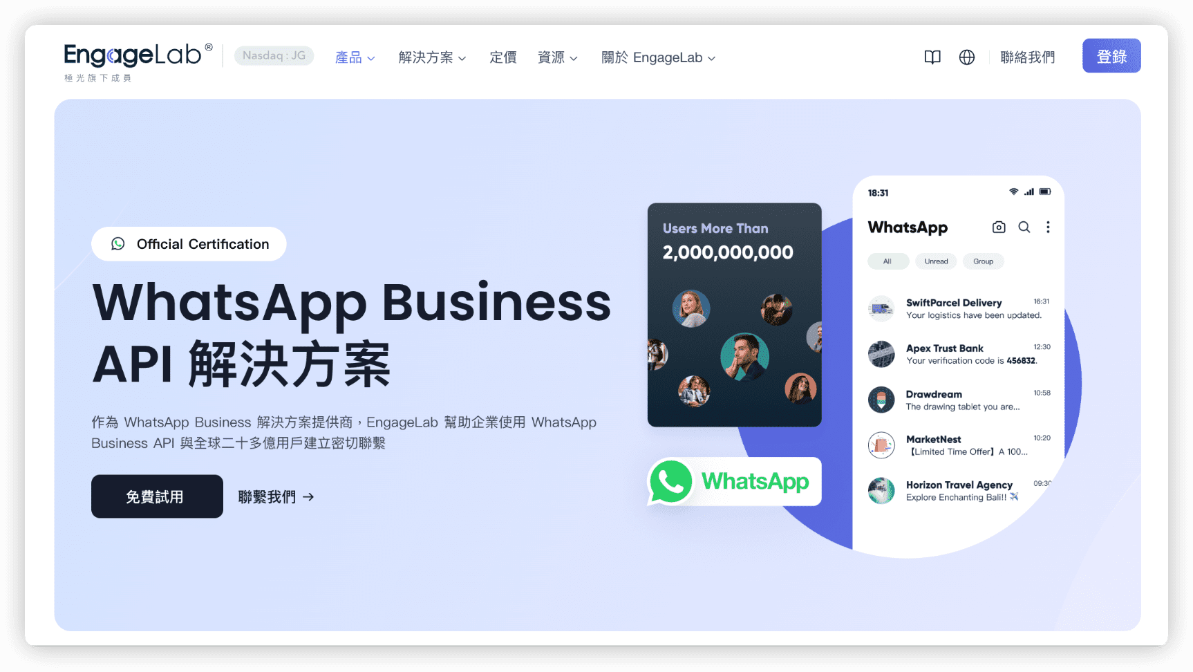 engagelab whatsapp自動回覆