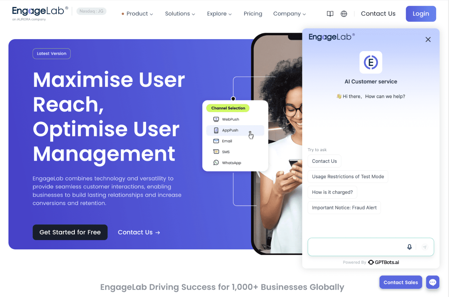 engagelab website chatbot to increase customer lifetime value LTV