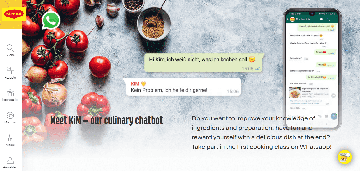 Maggi 的 KiM 是一款可在 WhatsApp 上聯繫的烹飪聊天機器人
