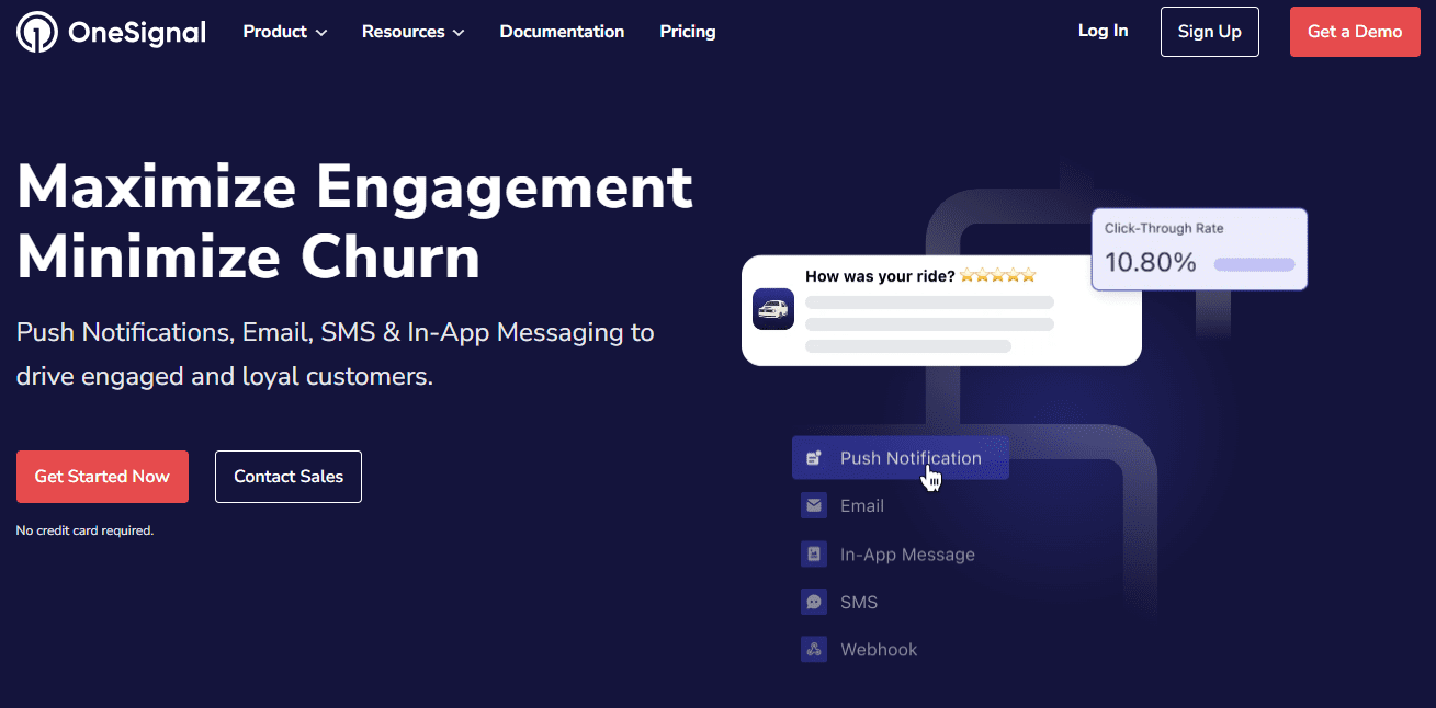 OneSignal push notification platform dashboard