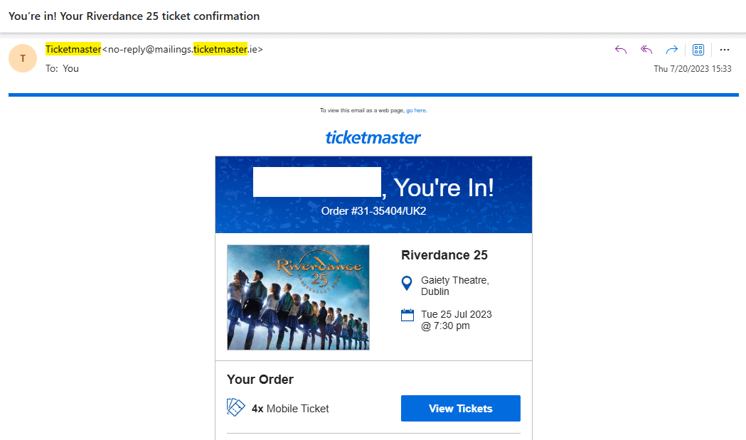 An order confirmation message can also include downloads