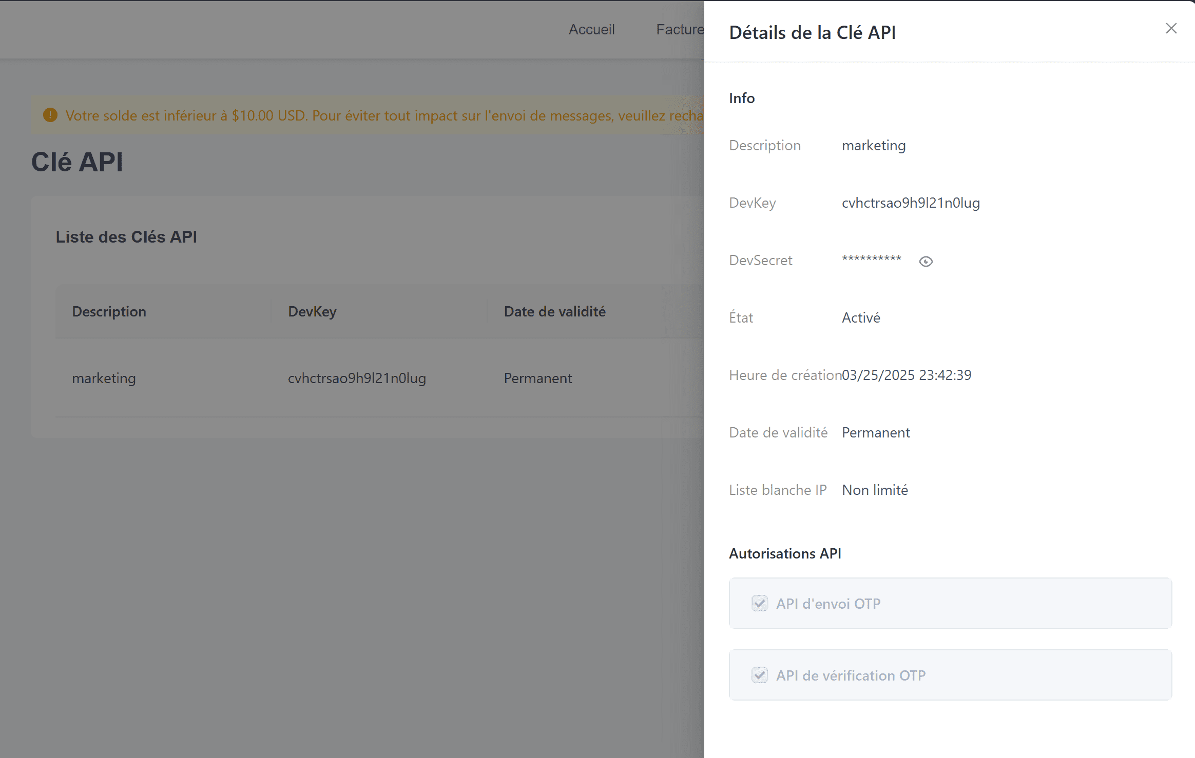 envoyer otp à un numéro de mobile en ligne