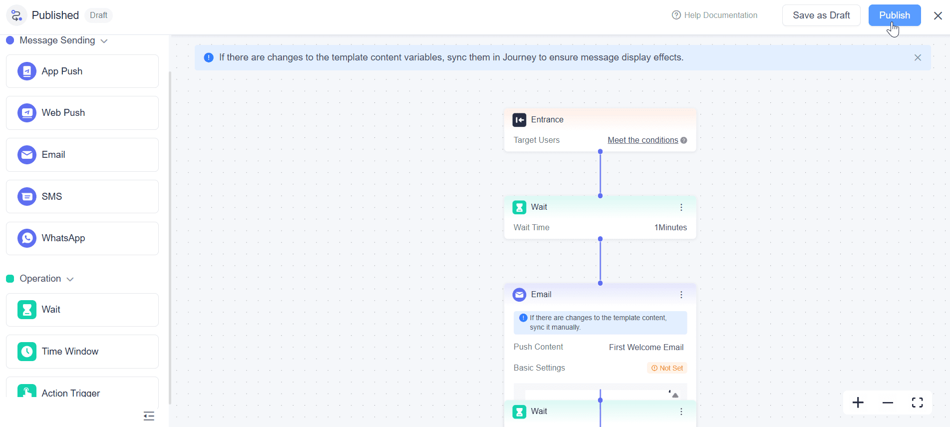 publish the user onboarding journey