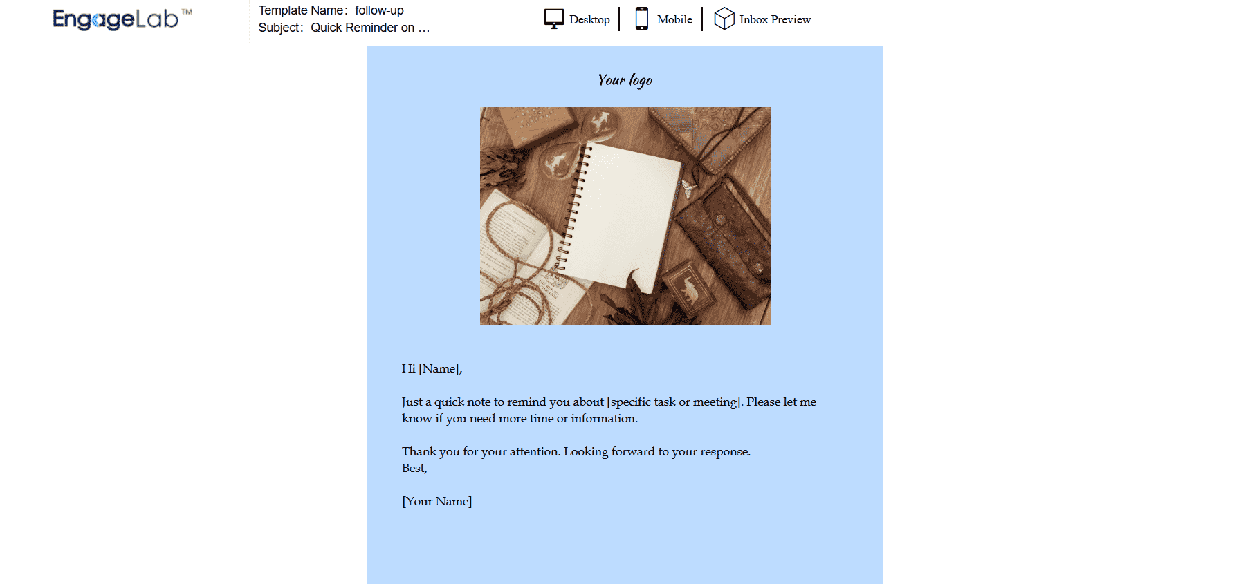 reminder follow up email template