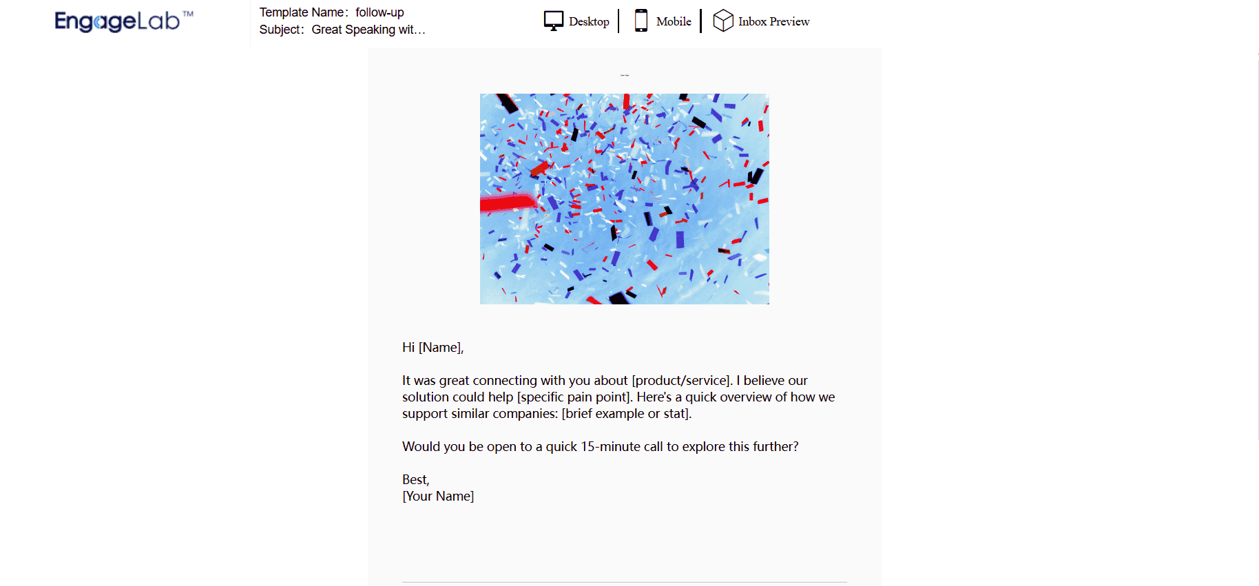sales follow up email template