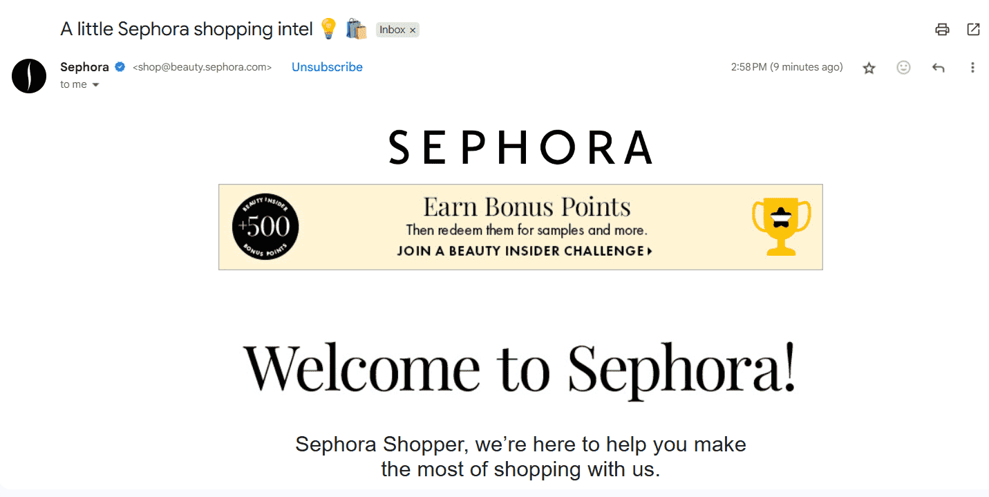 Sephora uses automation to promote the Beauty Insider loyalty program.