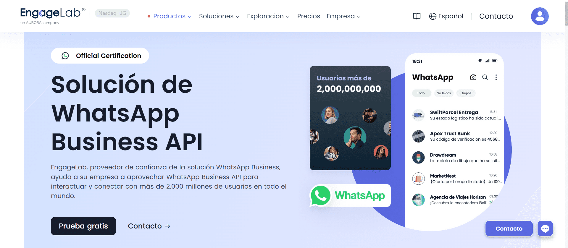 soluciones de whatsapp business api de engagelab