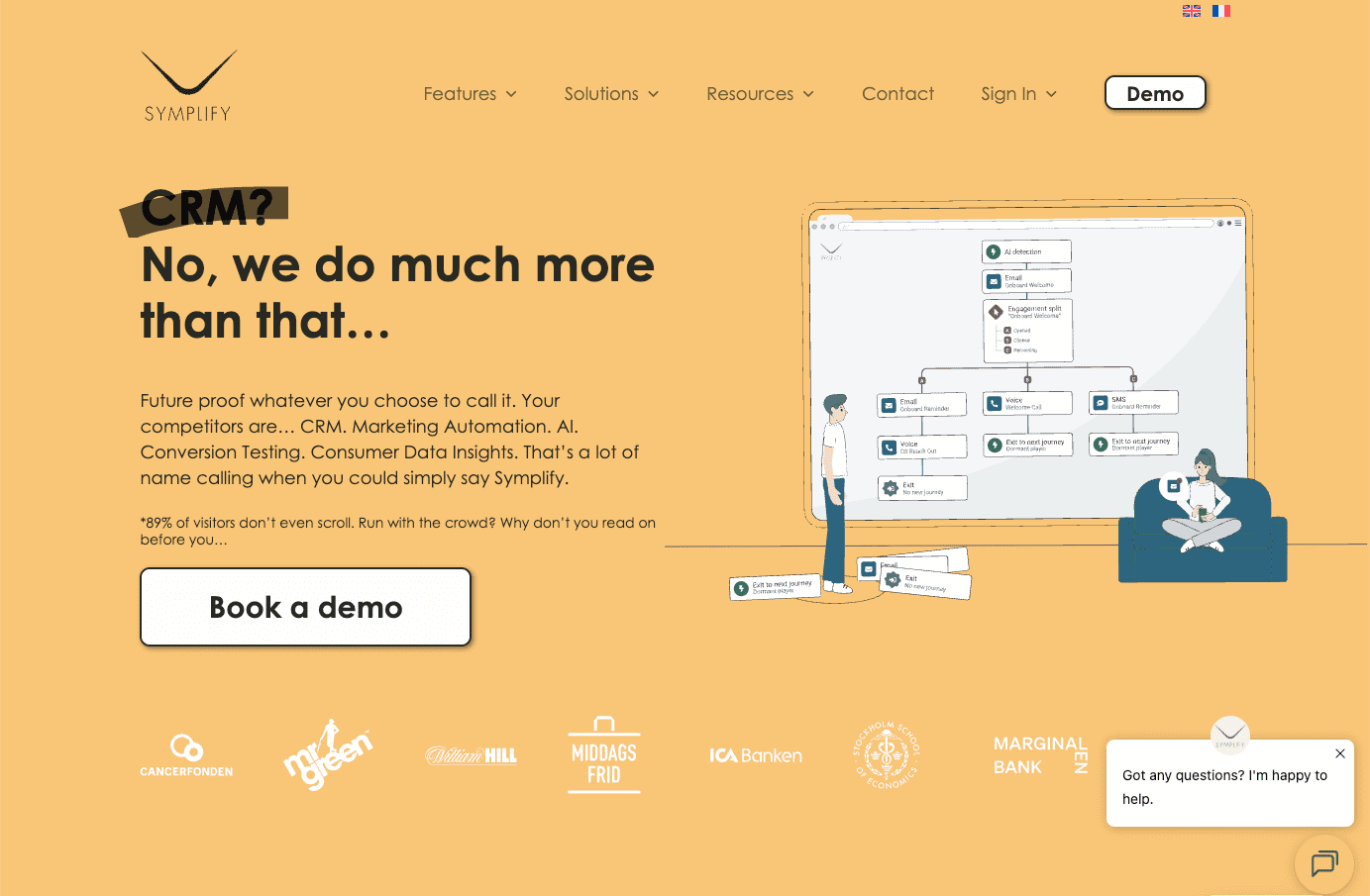 symplify crm marketing automation homepage