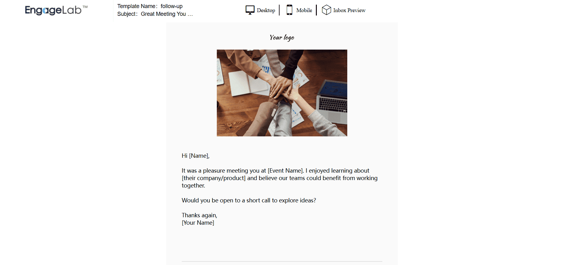 trade show follow up email template