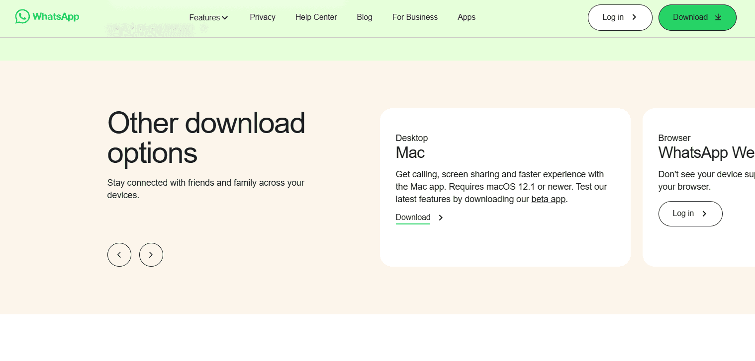 WhatsApp 桌面版 macOS 下載畫面