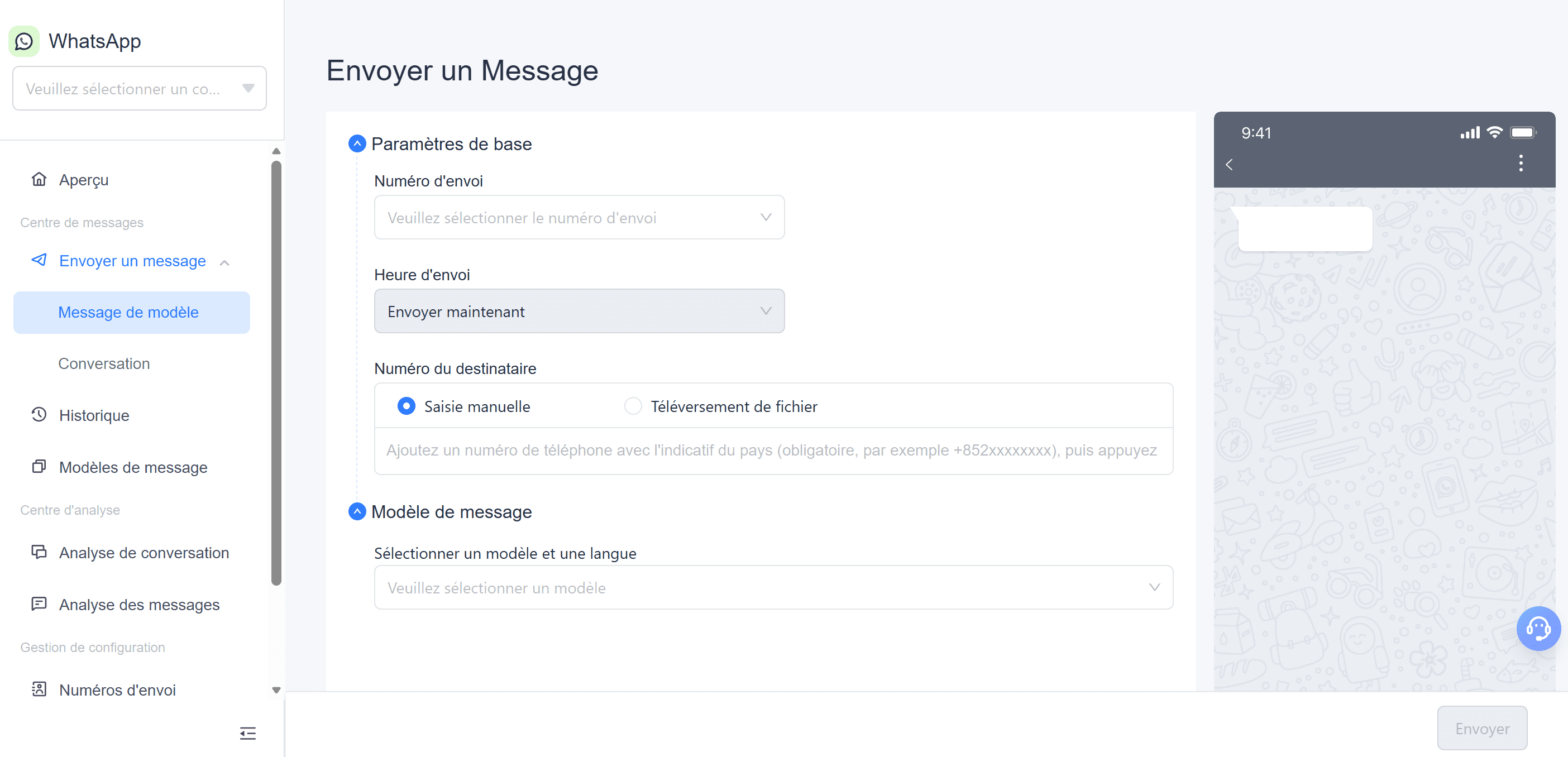 Dans EngageLab, vous pouvez définir l'heure d'envoi de vos communications WhatsApp
