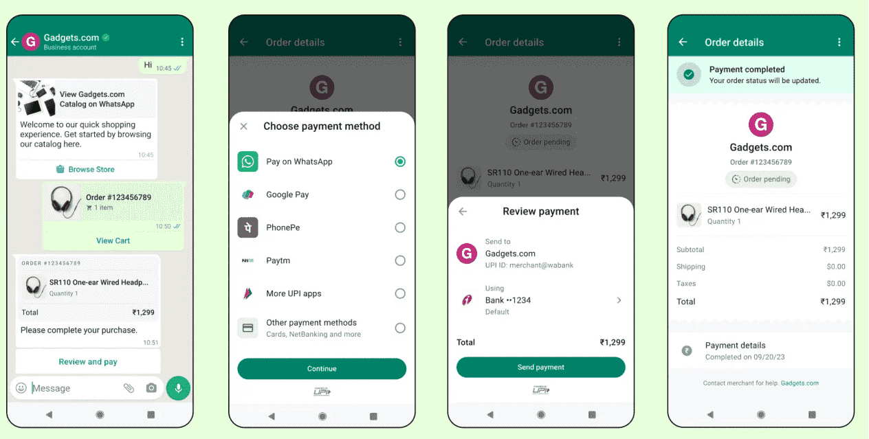 WhatsApp 支付方式