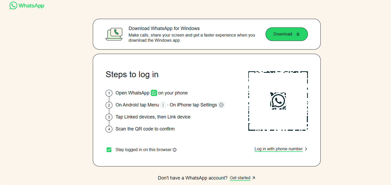 WhatsApp 網頁瀏覽器