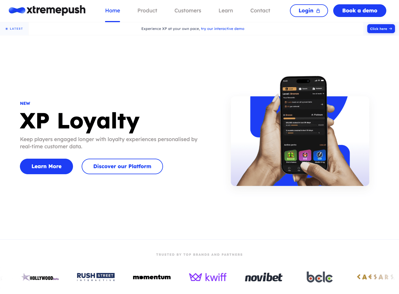 xtremepush xp loyalty homepage